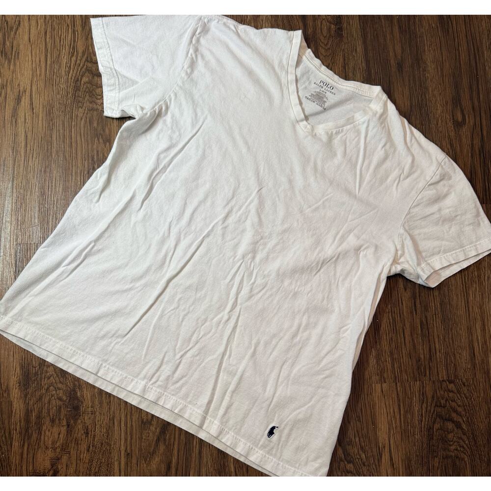 Polo Ralph Lauren V Neck Undershirt White  Pony Logo Sz L
